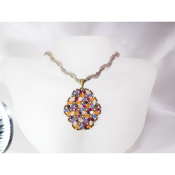 Pendant 40cm - Malvina Oval-Khaki Braid - Pendant 40cm - Laiton bronze